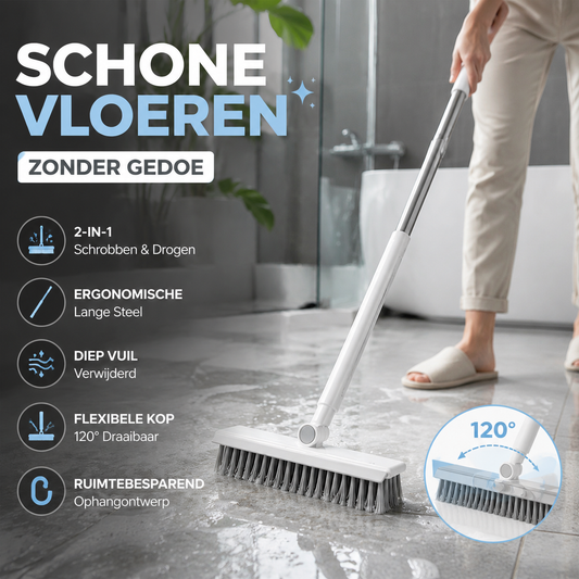 🔥 NU 50% KORTING! ⚡ 2-in-1 Schrobberborstel met Trekker – Stevig, reinigt diep voegen en hoeken 🧼